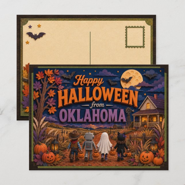 Happy Halloween From Oklahoma Kids Postcard (Front/Back)