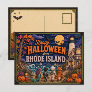 Happy Halloween From Rhode Island Kids Postcard