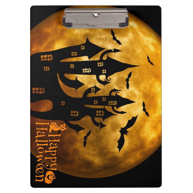 Happy Halloween (Full Moon) Clipboard (Front)