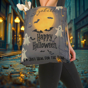 Happy Halloween – Full Moon, Cute Ghosts & Spooky  Tote Bag