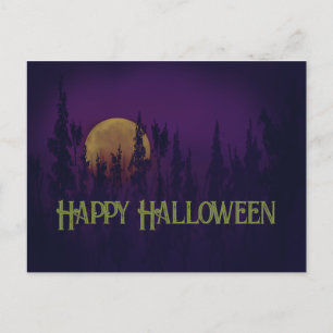 Happy Halloween Full Moon Invitation Postcard