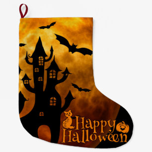 Happy Halloween (Full Moon) Large Christmas Stocking