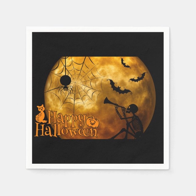 Happy Halloween Full Moon Napkin (Front)