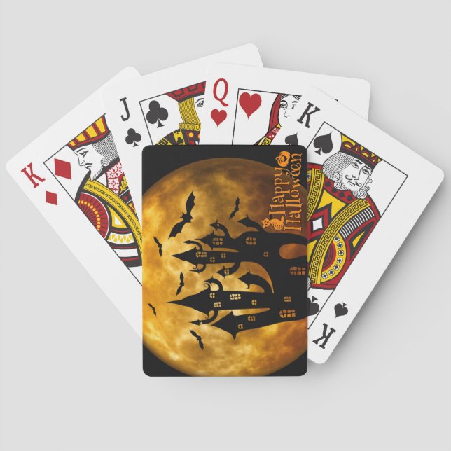 Happy Halloween (Full Moon) Playing Cards (Back)