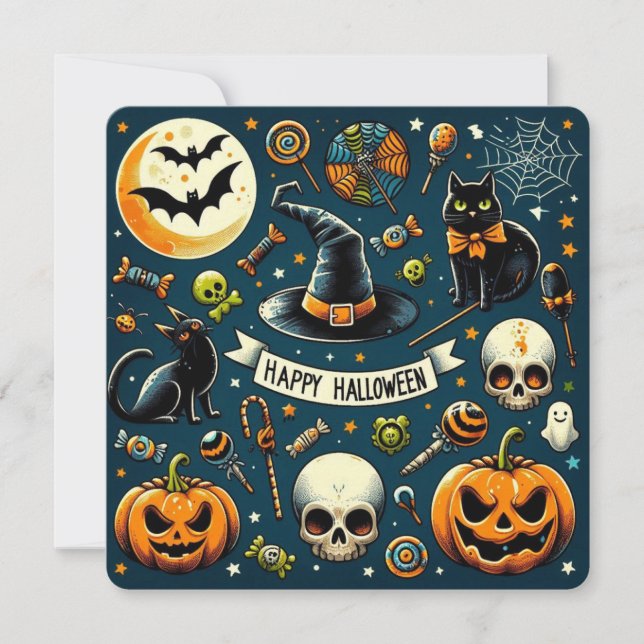 Happy Halloween Fun & Spooky Invitation Card (Front)