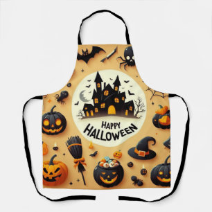 Happy Halloween Fun Spooky Mix & Haunted House Apron