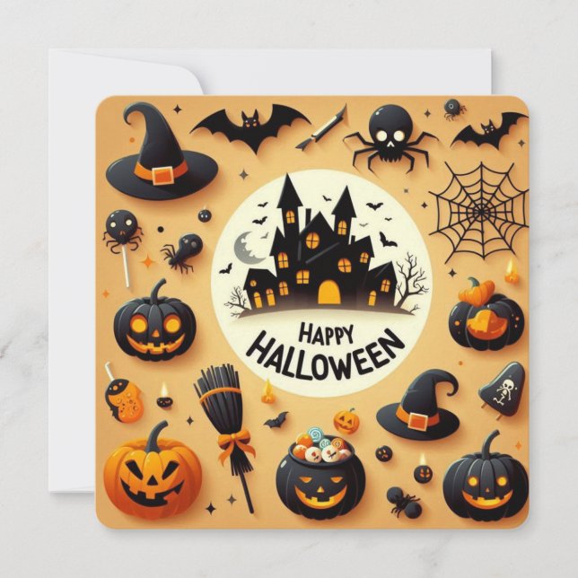 Happy Halloween Fun Spooky Mix & Haunted House Invitation (Front)