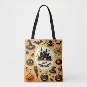 Happy Halloween Fun Spooky Mix & Haunted House Tote Bag