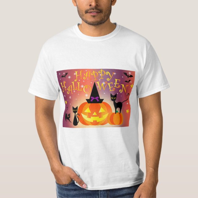 Happy Halloween Funny Bright Pumpkins Party T-Shirt (Front)
