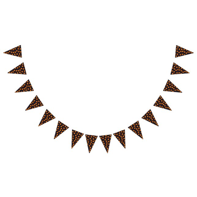 Happy Halloween Funny Cute Orange Pumpkins Pattern Bunting (All)