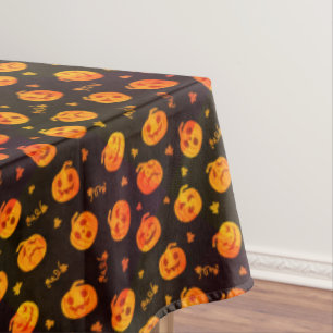 Happy Halloween Funny Cute Orange Pumpkins Pattern Tablecloth