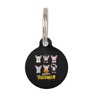 Happy Halloween Funny Dogs Costume Cute Bulldog Pet Tag