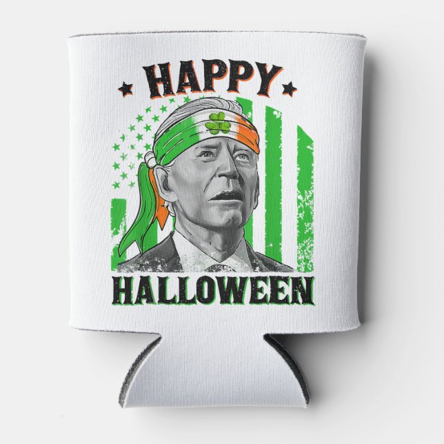 Happy Halloween Funny Joe Biden St Patricks Day Fl Can Cooler (Front)