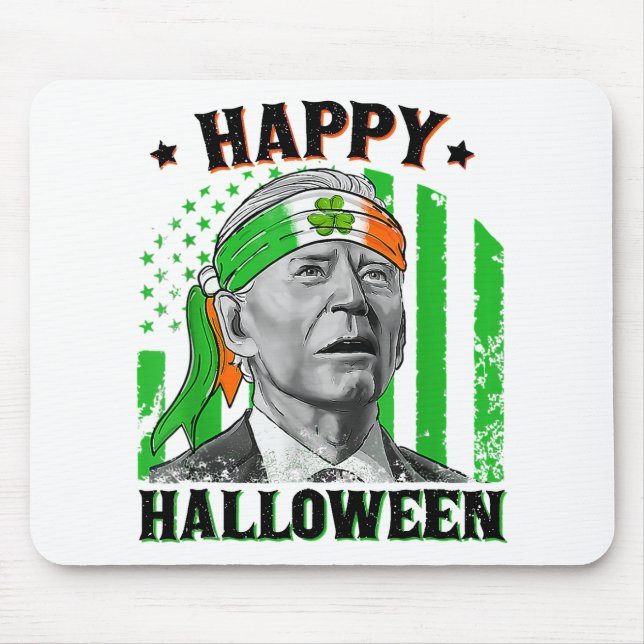 Happy Halloween Funny Joe Biden St Patricks Day Fl Mouse Pad (Front)