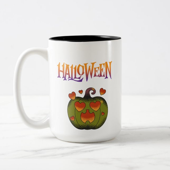 Happy Halloween funny Pumpkin  Two-Tone Coffee Mug (Left)