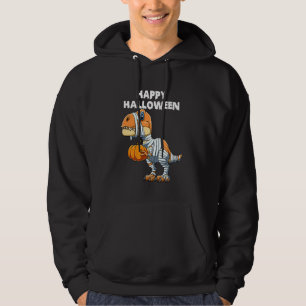 Happy Halloween Funny Rex Dinosaur Pumpkin Cute Bo Hoodie