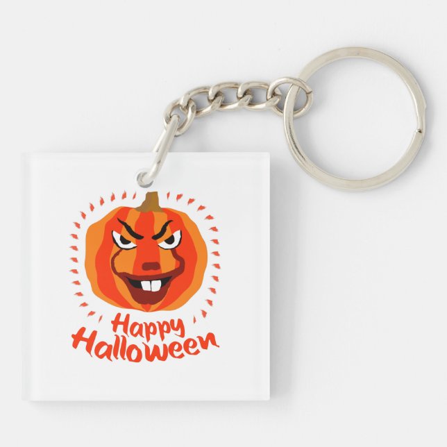 🎃 Happy Halloween – Funny, Scary & Cute Pumpkin Key Ring (Back)