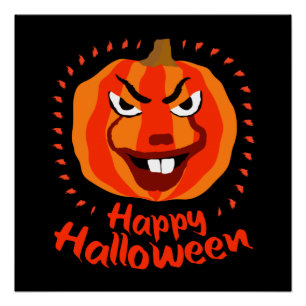 Happy Halloween 🎃 Funny Scary Spooky Pumpkin Poster
