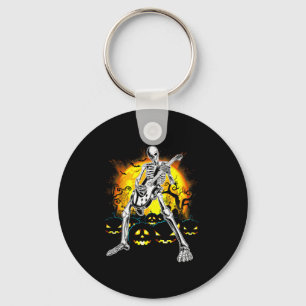 Happy Halloween Funny Skeleton Playing Guitar Pump Key Ring