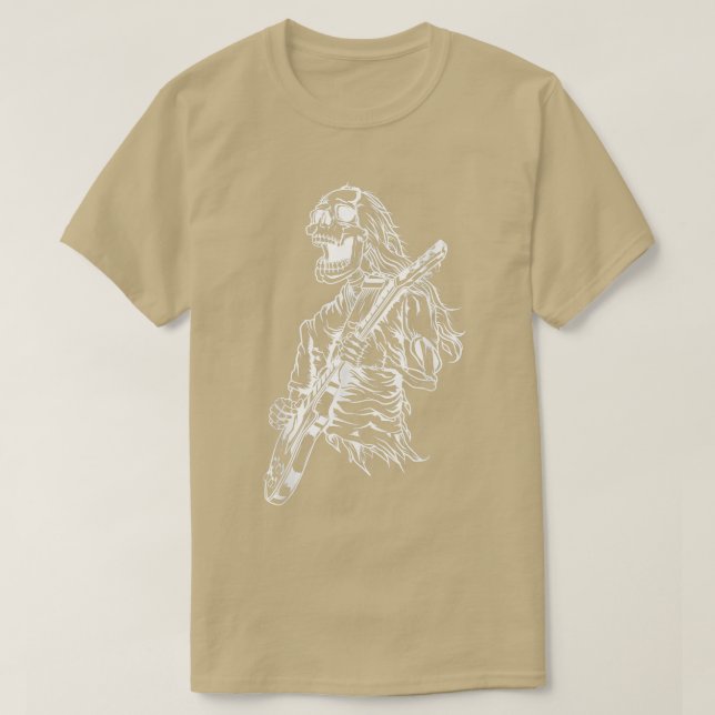 Happy Halloween Funny Skeleton Playing Guitar Pump T-Shirt (Design Front)
