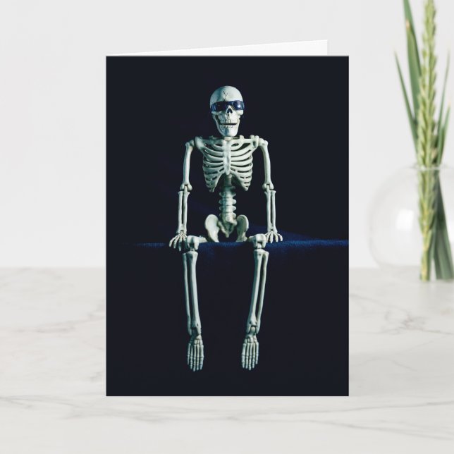 Happy Halloween Funny Skeleton Sunglasses Holiday Card (Front)