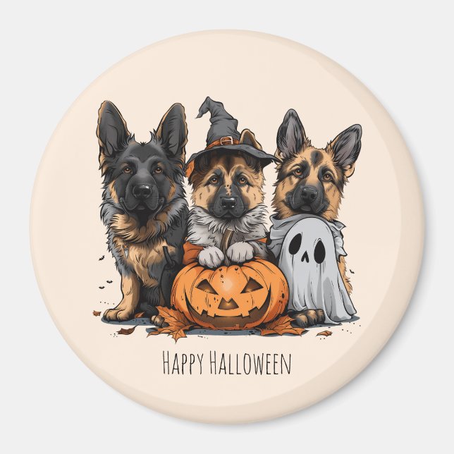 Happy Halloween German Shepherd Dogs Magnet (Front)