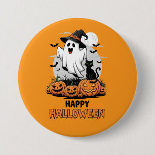 Happy Halloween Ghost 7.5 Cm Round Badge