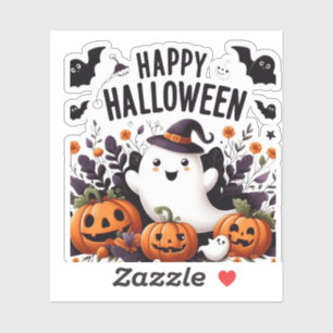 Happy Halloween Ghost and Pumpkins Fun Art Tee