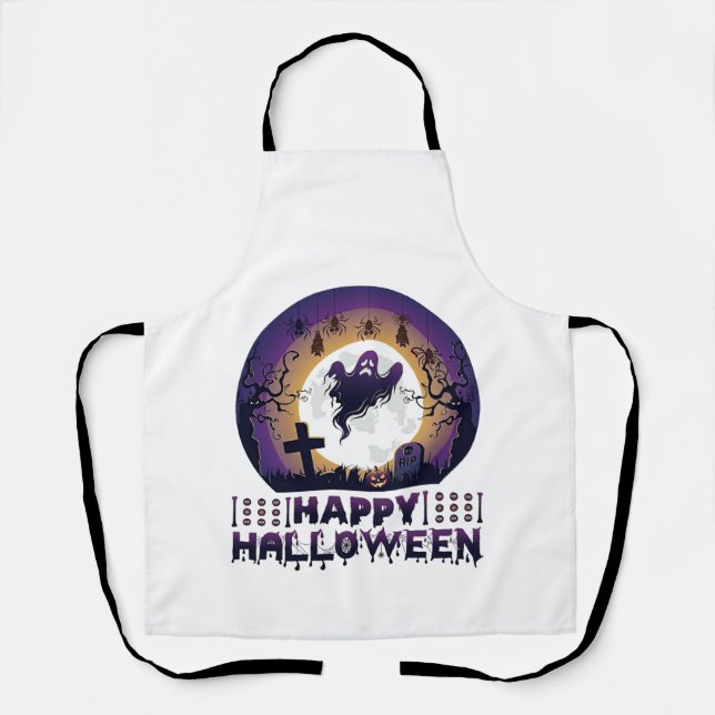 Happy Halloween Ghost Bats Spiders_1 Apron (Front)