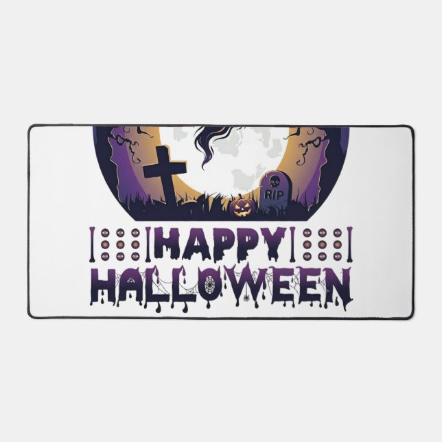Happy Halloween Ghost Bats Spiders_1 Desk Mat (Front)