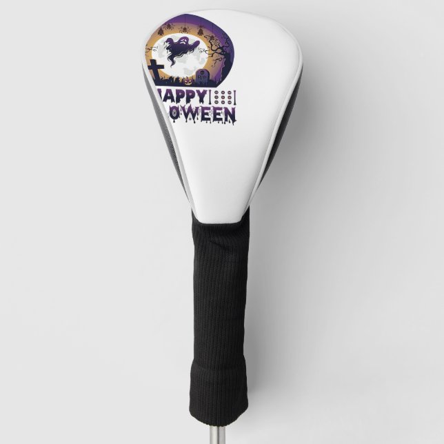 Happy Halloween Ghost Bats Spiders_1 Golf Head Cover (Front)