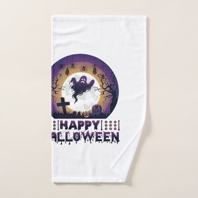 Happy Halloween Ghost Bats Spiders_1 Hand Towel (Hand Towel)