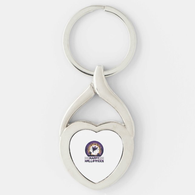 Happy Halloween Ghost Bats Spiders_1 Key Ring (Front)