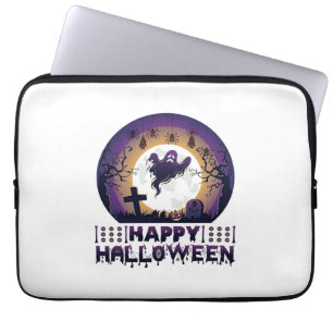 Happy Halloween Ghost Bats Spiders_1 Laptop Sleeve
