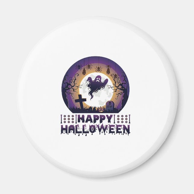 Happy Halloween Ghost Bats Spiders_1 Magnet (Front)