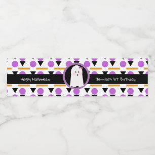 Happy Halloween Ghost Birthday Water Bottle Label