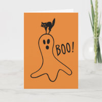 Happy Halloween Ghost Black Cat Cute Orange