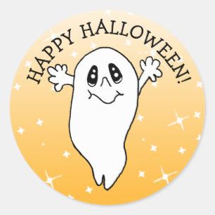 Happy Halloween Ghost Classic Round Sticker