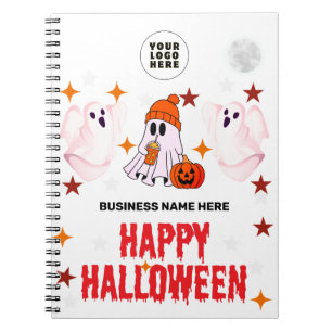 Happy Halloween Ghost Cute Custom Spiral Notebook