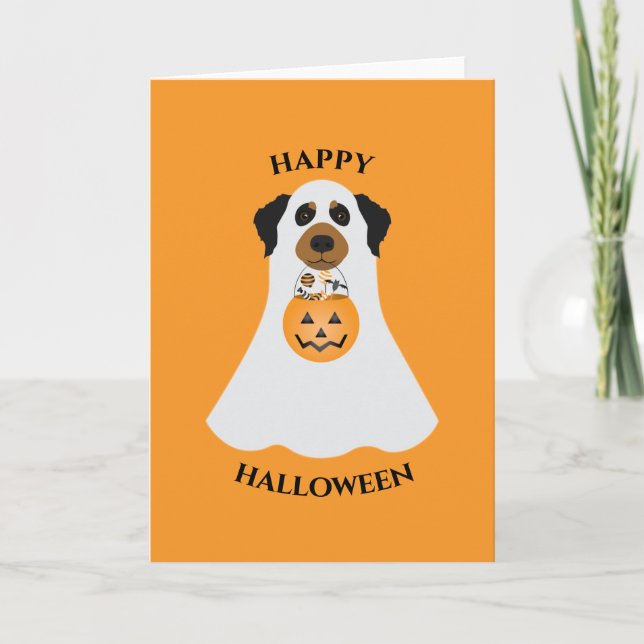 Happy Halloween Ghost Dog Card (Front)