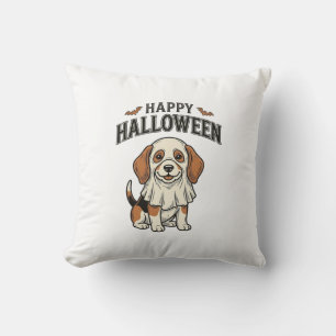 Happy Halloween Ghost Dog Vintage Engraving Shirt_ Cushion