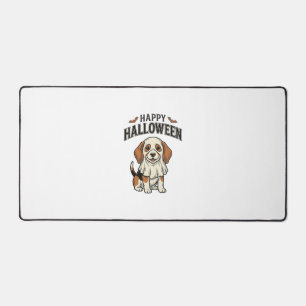 Happy Halloween Ghost Dog Vintage Engraving Shirt_ Desk Mat
