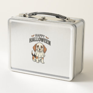 Happy Halloween Ghost Dog Vintage Engraving Shirt_ Metal Lunch Box