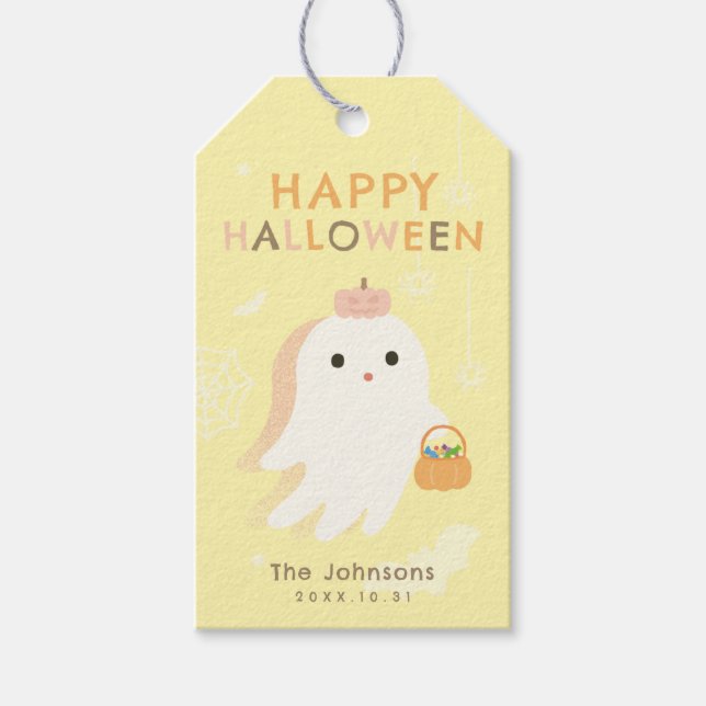 Happy Halloween Ghost Favour Gift Tags (Front)