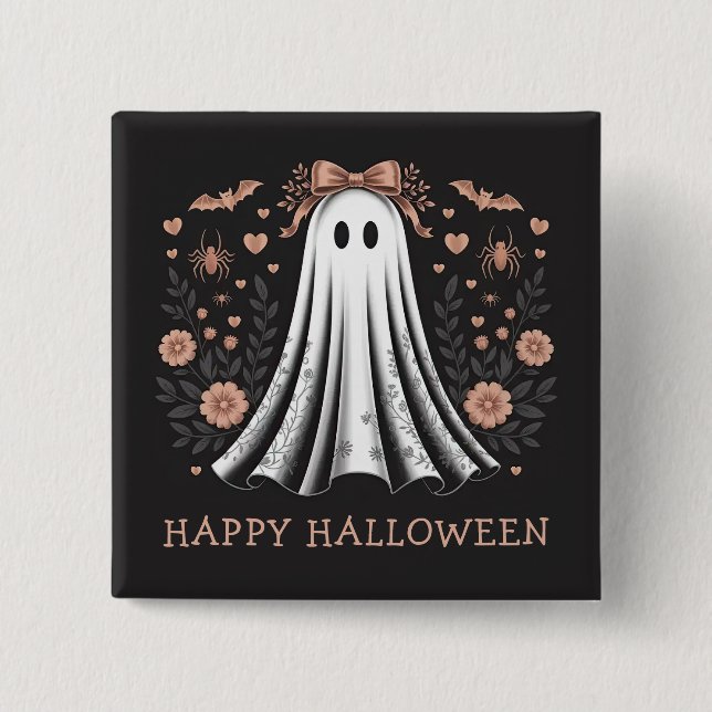 Happy Halloween Ghost Girl Button (Front)