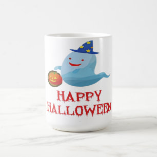 Happy Halloween Ghost Holding Jack O Lantern Bucke Coffee Mug