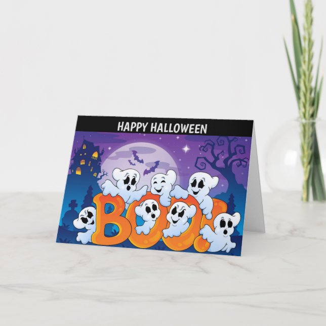 Happy Halloween Ghost Holiday Card (Front)