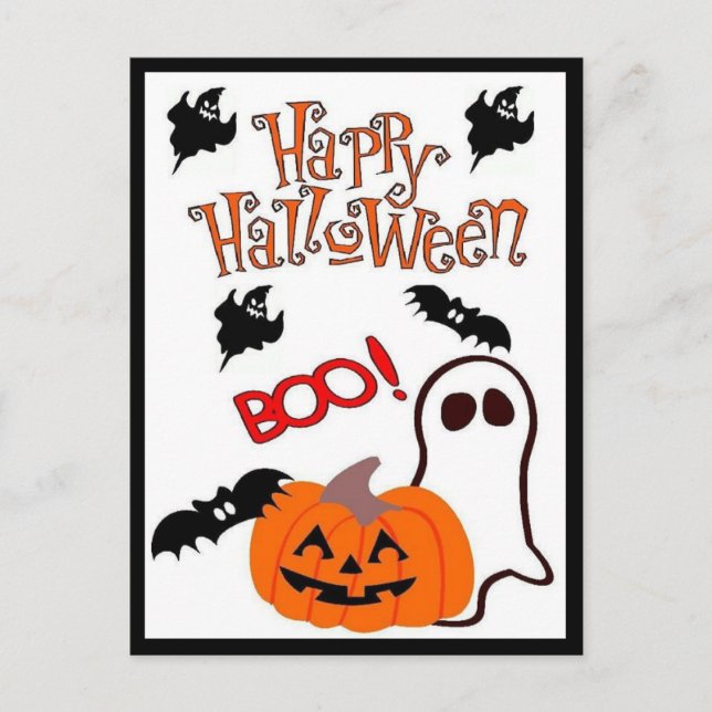 Happy Halloween Ghost Holiday Postcard (Front)