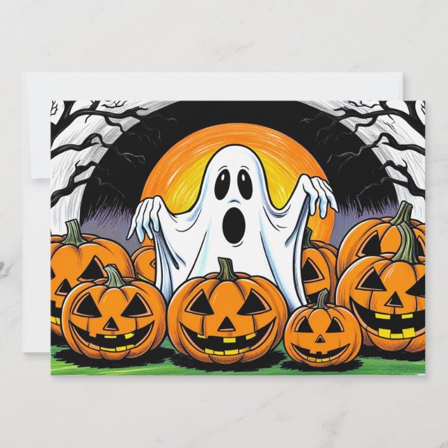 Happy Halloween Ghost Invitation (Front)