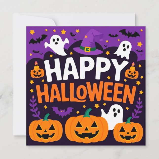 Happy halloween ghost invitation (Front)
